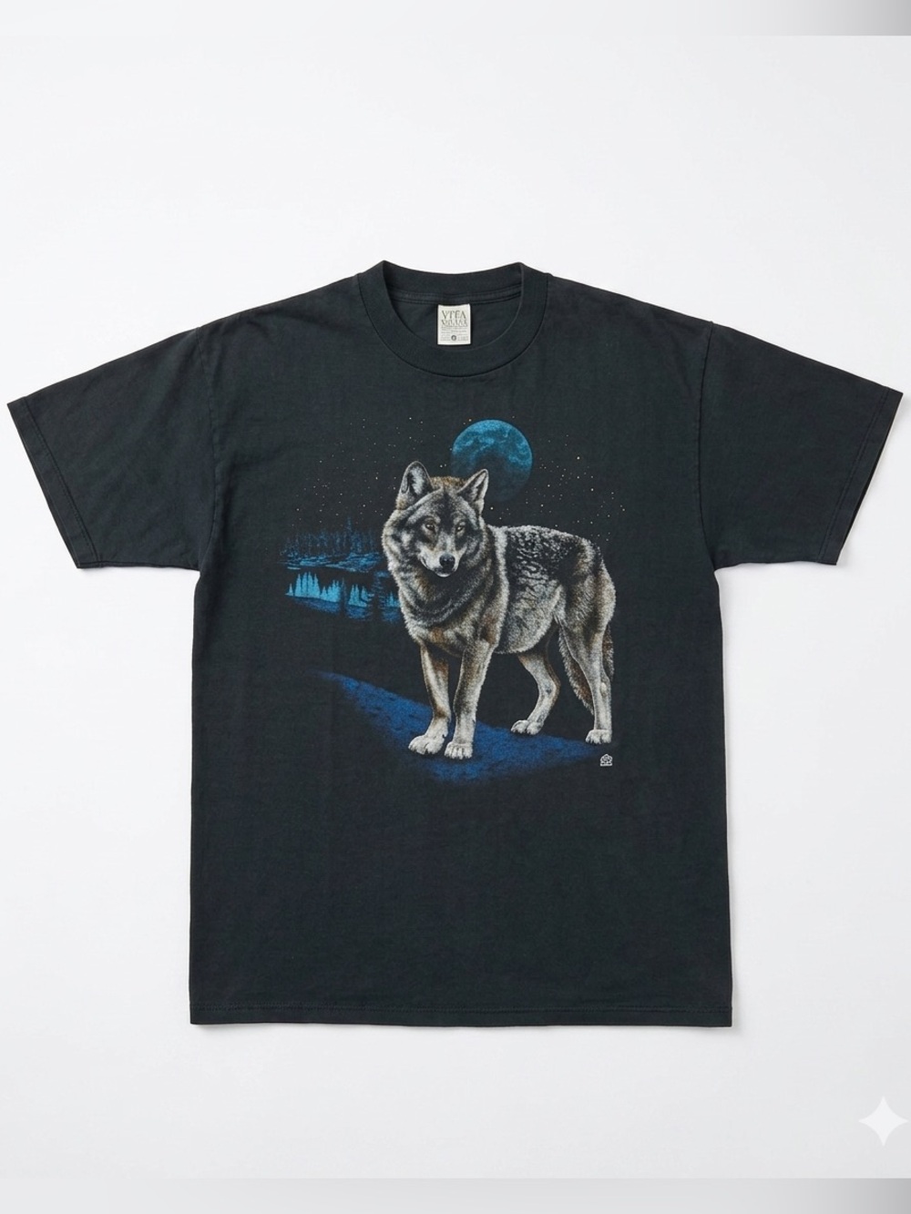 Men's Black Wolf Graphic Tee - Short Sleeve Crewneck